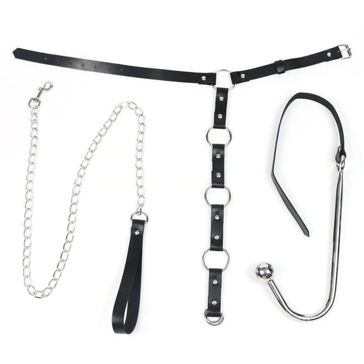 Collar with Kinky 5853 Leash EverydayUse and Anal Hook 0610